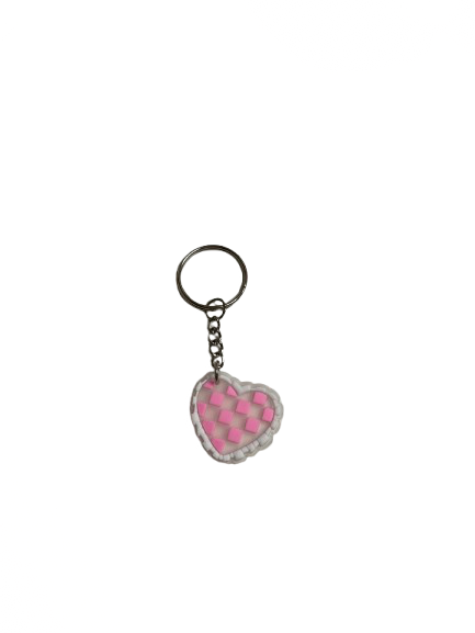 Checkered heart keychain