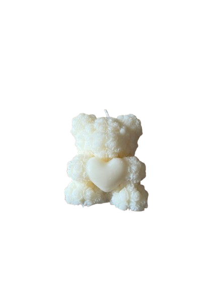 White teddy bear candle (peony scented)