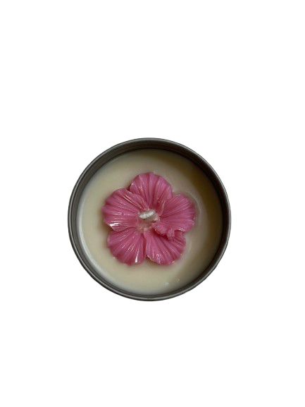 Single hibiscus candle